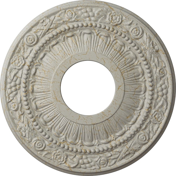 Ekena Millwork Nadia Ceiling Medallion (Canopies up to 4 7/8"), 12 1/8"OD x 3 5/8"ID x 7/8"P, Pot of Cream Crackle CM12NAPCC - main
